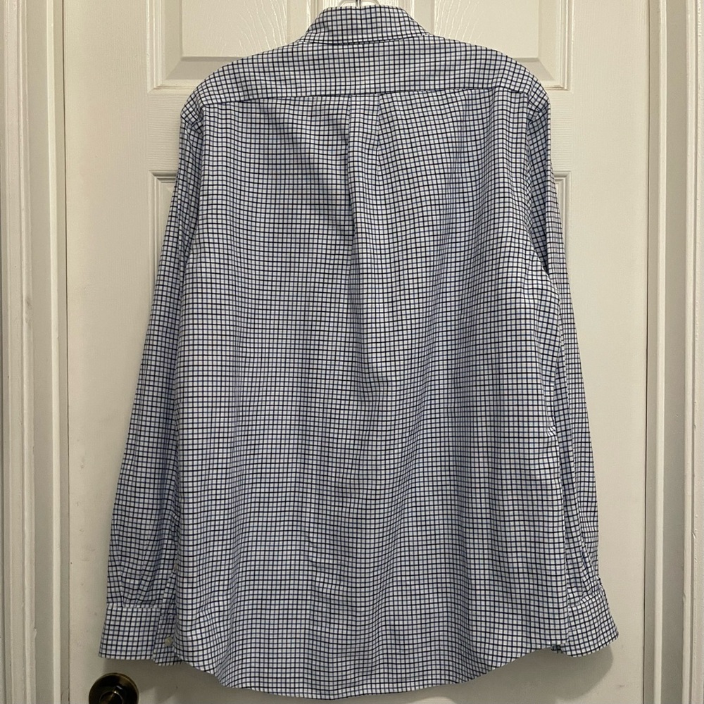RALPH LAUREN Classic Fit Tattersall Button Down Shirt - White Navy Blue - Sz L - Picture 2 of 6